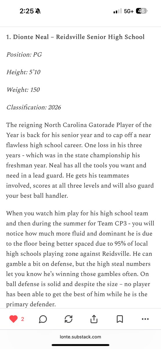 Lonte (@xxlontexx) on Twitter photo Is <a href="/dionte_neal/">Dionte Neal</a> the best high school basketball player in North Carolina? I think so. Read why: lonte.substack.com/p/north-caroli… Is <a href="/dionte_neal/">Dionte Neal</a> the best high school basketball player in North Carolina? I think so. Read why: lonte.substack.com/p/north-caroli…