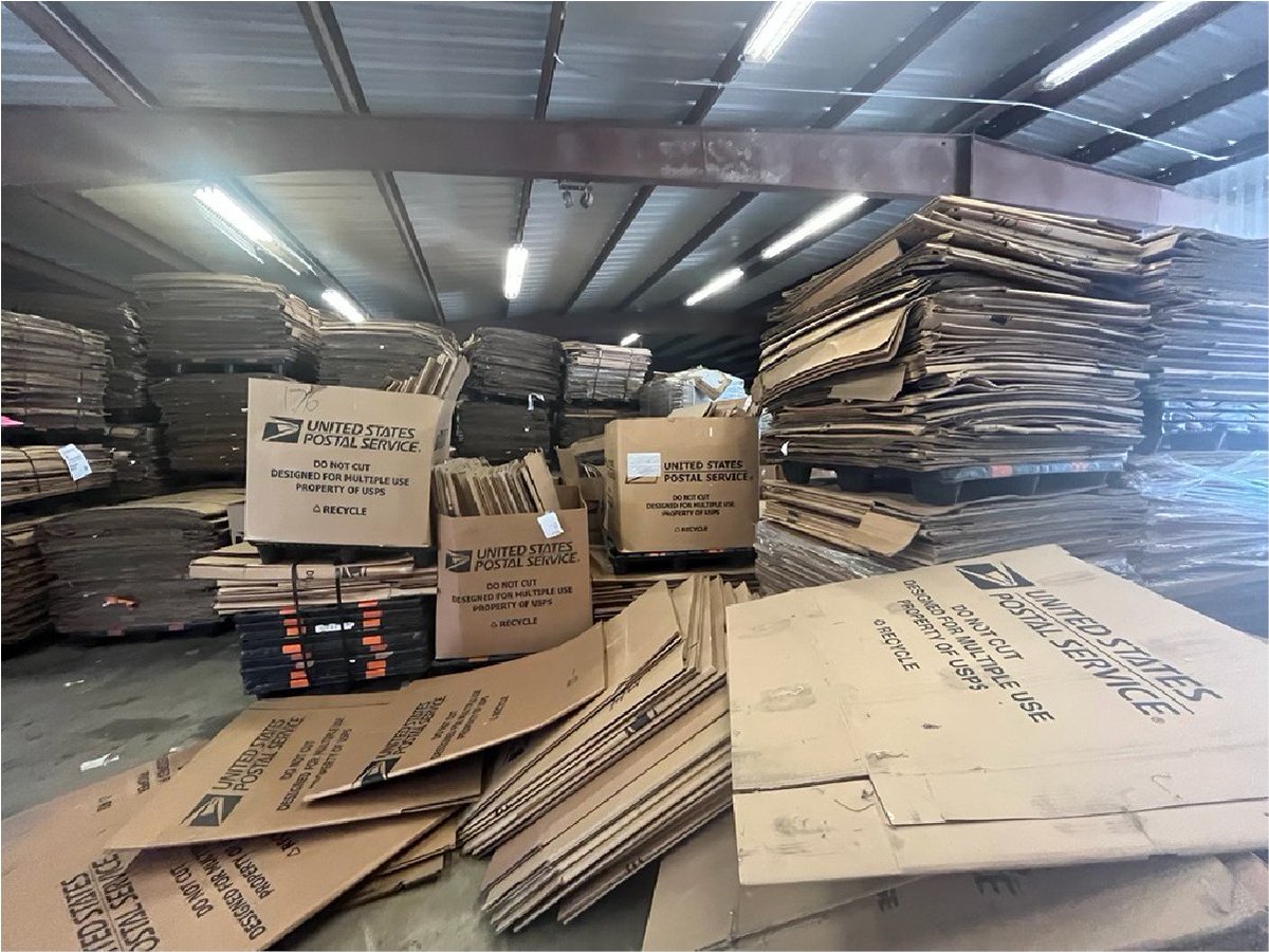 OIGUSPS's tweet image. #USPS uses a lot of cardboard products to move mail. While progress is being made under its strategic plan, we found gaps in recycling oversight — $21.8M in questioned costs over two years due to missing data checks. More in our report: bit.ly/45Ey50D #USPSOIG #Recycling