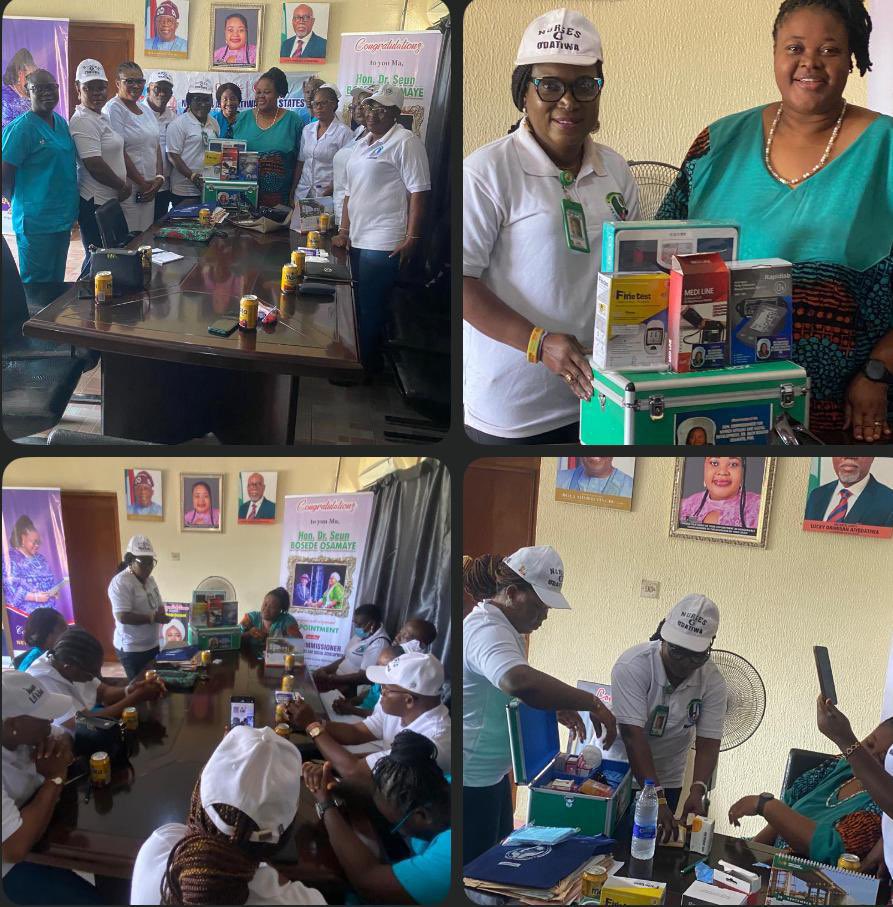 AdeyemiPau78925's tweet photo. *Governor Aiyedatiwa’s Inclusive Health Vision Lauded as  Nurses For Aiyedatiwa Present Congratulatory Gift to the commissioner for Women Affairs and Social Development, Pledges renewed Commitment to Health Sector.*
#OurEase
#SeunOsamaye #@SeunAiyedatiwa @OlusolaJoseph17 https://t.co/TlMlB5IegU