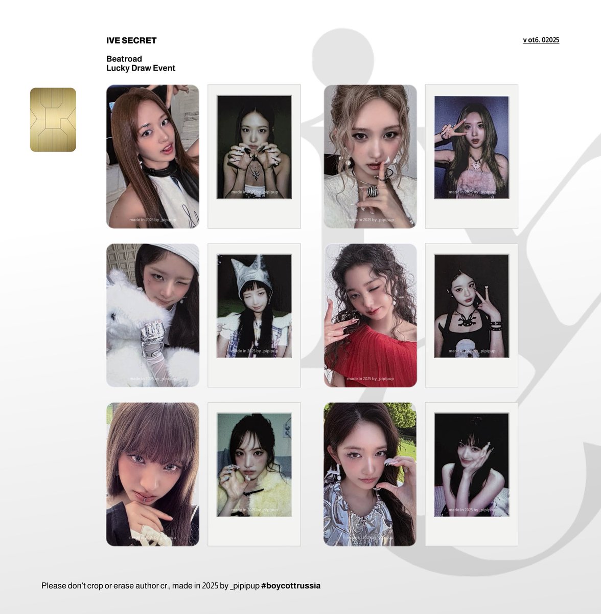 IVE 'IVE SECRET' Beatroad (Lucky Draw Event) ot6 set PC Template