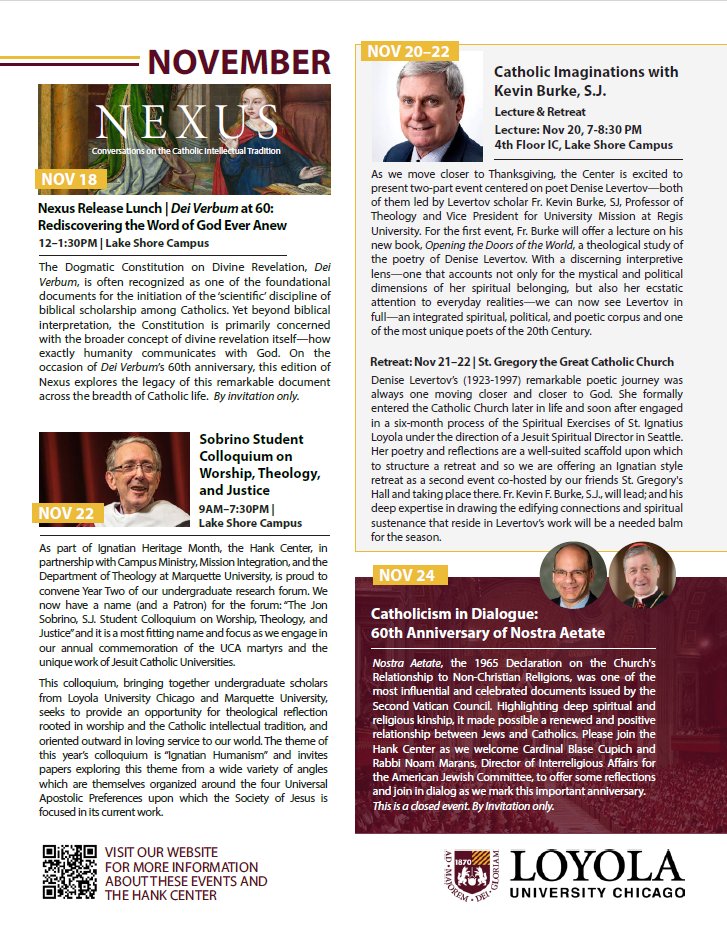 CHECK OUT OUR FALL EVENTS! We have a robust lineup of events this fall feat. Fr. Mark Massa, SJ, Sr. Ilia Delio, <a href="/Paul_R_Elie/">Paul_R_Elie</a>, Fr. Kevin Burke, SJ, and <a href="/kristingilger/">Kristin Gilger</a> &amp; <a href="/paddygilgersj/">Paddy Gilger, SJ</a>. All details are below and at luc.edu/ccih
<a href="/boisi_center/">Boisi Center</a> <a href="/VillanovaU/">Villanova University</a> <a href="/CAS_Loyola/">Loyola University, College of Arts and Sciences</a>