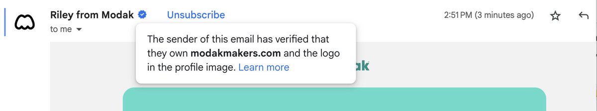 ☑️ Modak emails are now Blue Check verified — keeping families safe from phishing &amp; impersonation. #Security #Trust
