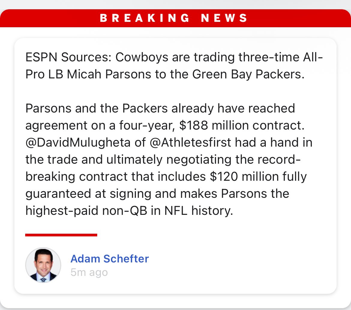 robertonumber3's tweet photo. What a warp welcome in the season! It’s gonna be interesting to see how this plays out for Green Bay. And how it will affect Dallas. #michaparsons #greenbay #cowboys #nfl https://t.co/eJHT5itoSF