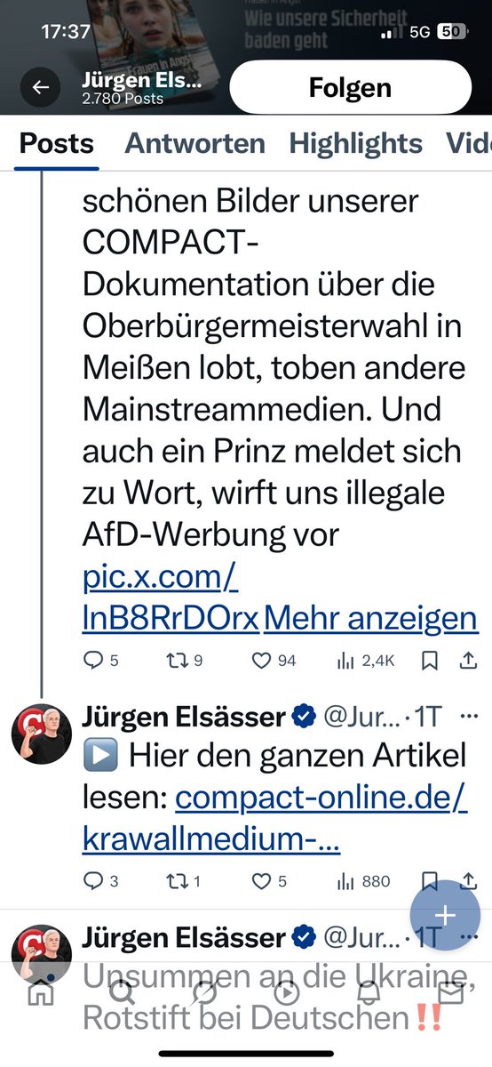 JuliaThom12's tweet photo. #Followerpower benötigt. Gestern Vormittag postete Compact auf X einen Jammerartikel, weil es nun Gegenwind in Sachen Video #Meißen #Proschwitz gibt. Elsässer nahezu gleichzeitig auch. Der Link bei Elsässer führt inzwischen ins Leere. Bei Compact offensichtlich eine überarbeitete https://t.co/Lg9vCZAFRR