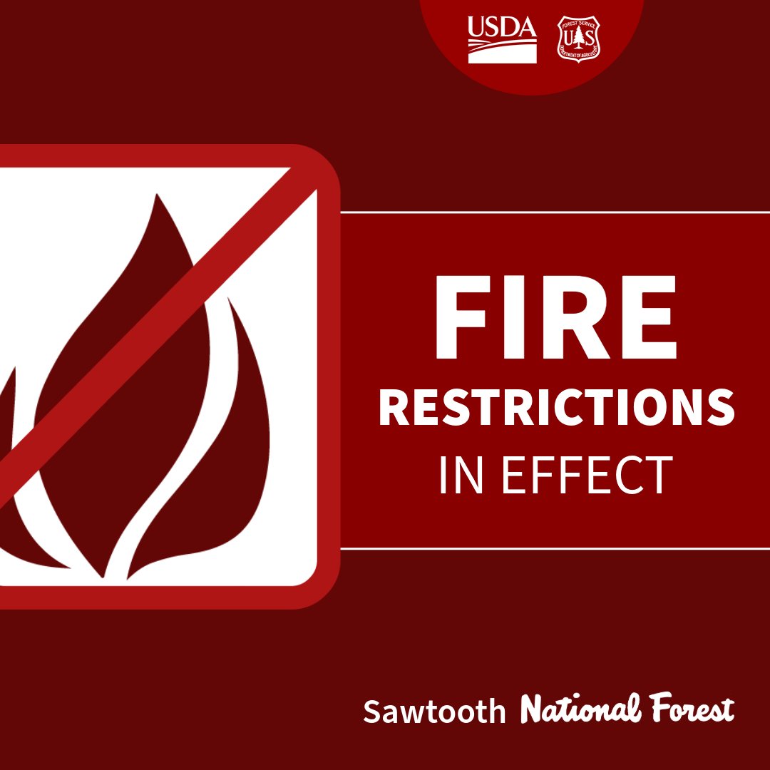 Stage 1 Fire Restrictions remain in effect across the forest. Wood and charcoal🔥are ONLY allowed in agency-provide fire rings at designated sites listed at fs.usda.gov/.../alerts/sta…. The Sawtooth National Forest wishes you a safe and happy holiday!