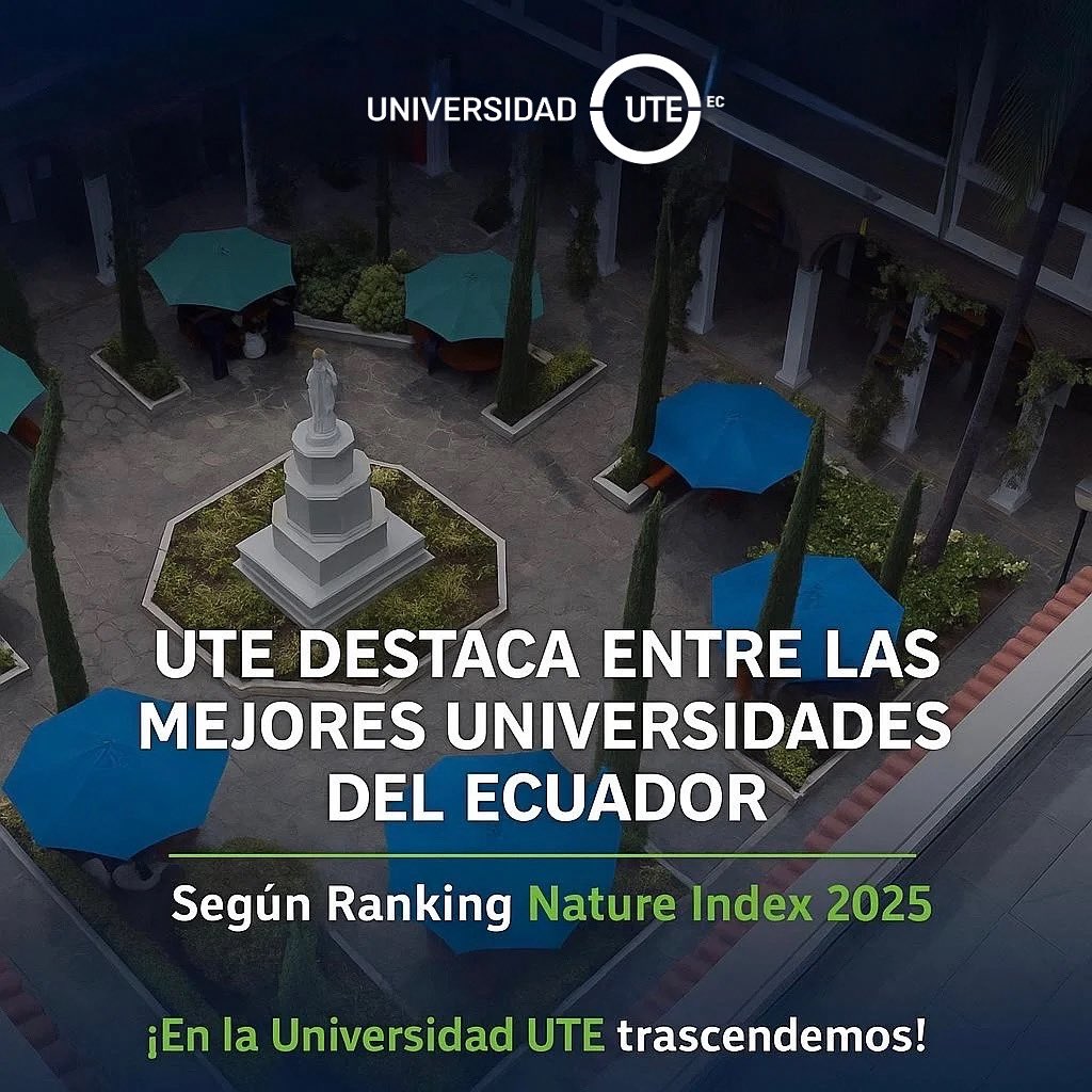 La Universidad UTE consolida su liderazgo en investigación e innovación al ubicarse entre las mejores universidades del Ecuador, según el Nature Index 2025, uno de los listados internacionales más influyentes en la medición de la producción académica de alto impacto.

🔗 Lee más