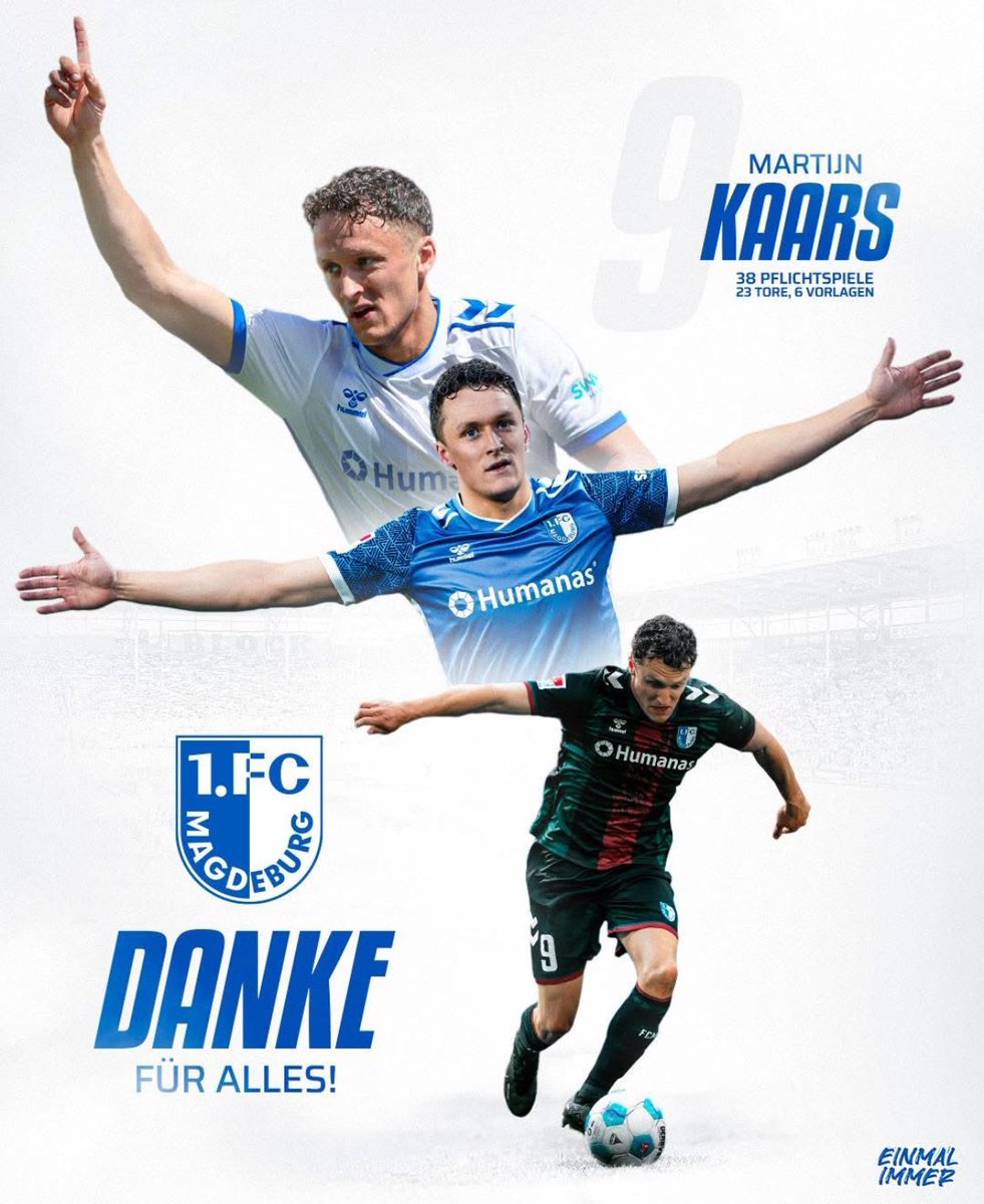 1fc_magdeburg's tweet photo. Martijn Kaars verlässt mit sofortiger Wirkung den 1.FC Magdeburg und wechselt zum Bundesligisten FC St.Pauli.

Der 26-Jährige kam im Sommer 2024 zum FCM und verbuchte in der vergangenen Saison 19 Tore und sechs Vorlagen in der 2.Bundesliga.

DANKE für alles,Martijn!

#EINMALIMMER https://t.co/NQM5Q6uxtF