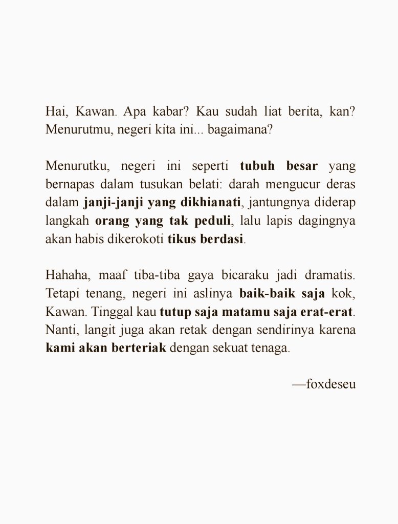 foxdeseu's tweet photo. mari kita teriak bersama; mari kita buat langit itu retak.

#LAWAN
#polisipembunuh https://t.co/iz9NhFevMT