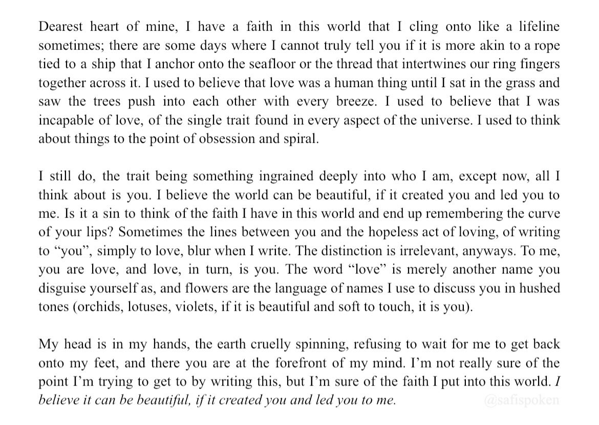 driedorchide's tweet image. clinging onto faith in this world like a lifeline (I believe the world can be beautiful; it created and led you to me, after all)