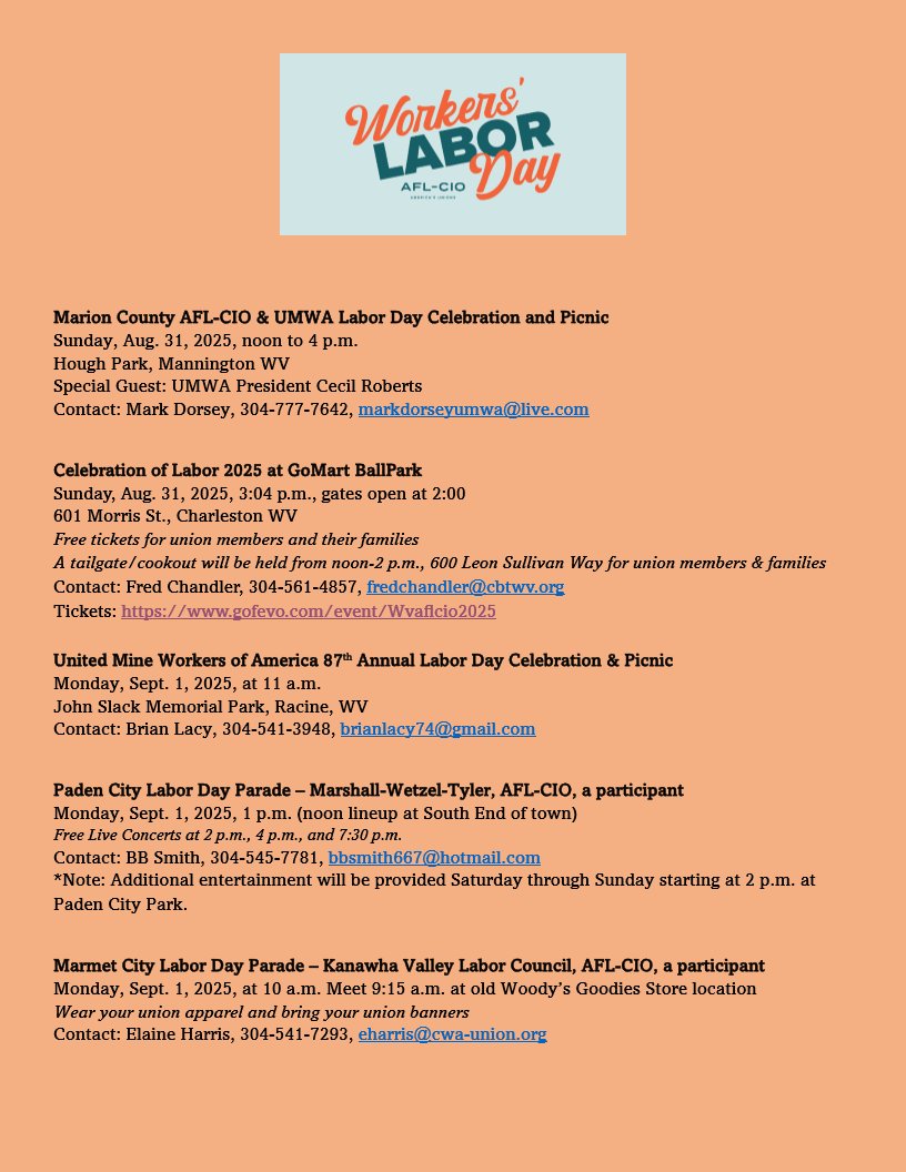 Looking forward to seeing you at one of our Labor Day Weekend events!!