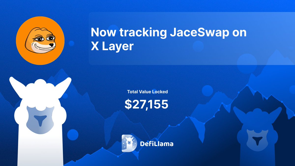 JaceSwap을 X Layer에서 추적한다는 DefiLlama 발표 그래픽 (TVL $27,155)