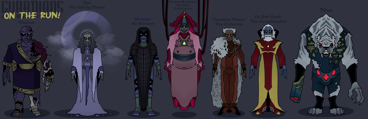 gremlininmywall's tweet image. GUARDIANS ON THE RUN AU!!!

These are the guys who are after them.

A heap of genocidal maniacs, mad scientists and ancient gods from beyond. All of them after the Guardians in some way or another.

#GuardiansOfTheGalaxy #AU #redesign