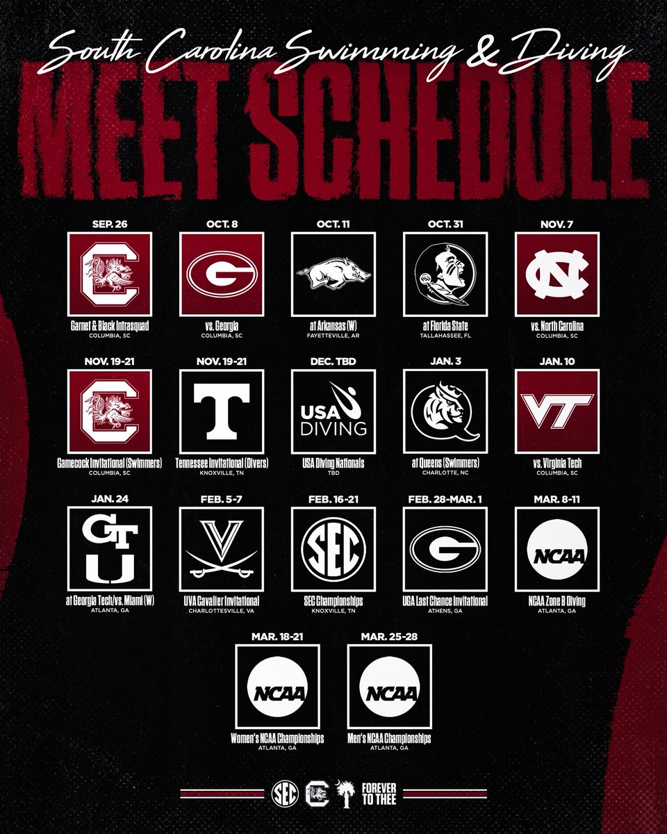 GamecockSwmDive's tweet image. 2025-26 season is locked in 🔒