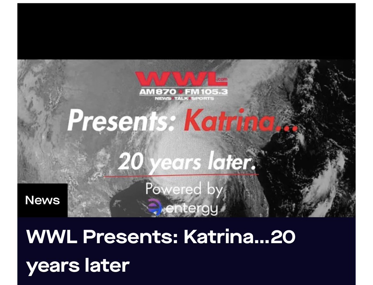 carl_arredondo's tweet image. Friday Aug. 29th, I’ll be on @WWLAMFM at 6:15am And @WWLTV at 6:35am talking about my memories of #katrina as we reflect on #Katrina20 #lawx #wxtwitter #nolatwitter