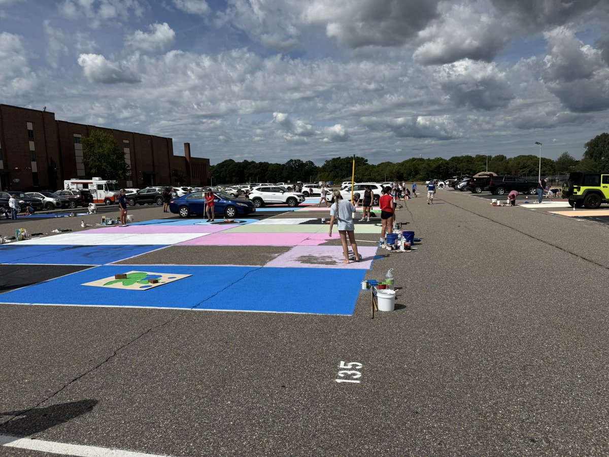 A wonderful tradition continues! Seniors painting their parking spots today. Great day! <a href="/dmurph88/">Dr. Murphy</a> <a href="/MrsJ_Ferrara/">Joy Ferrara</a> #Classof2026