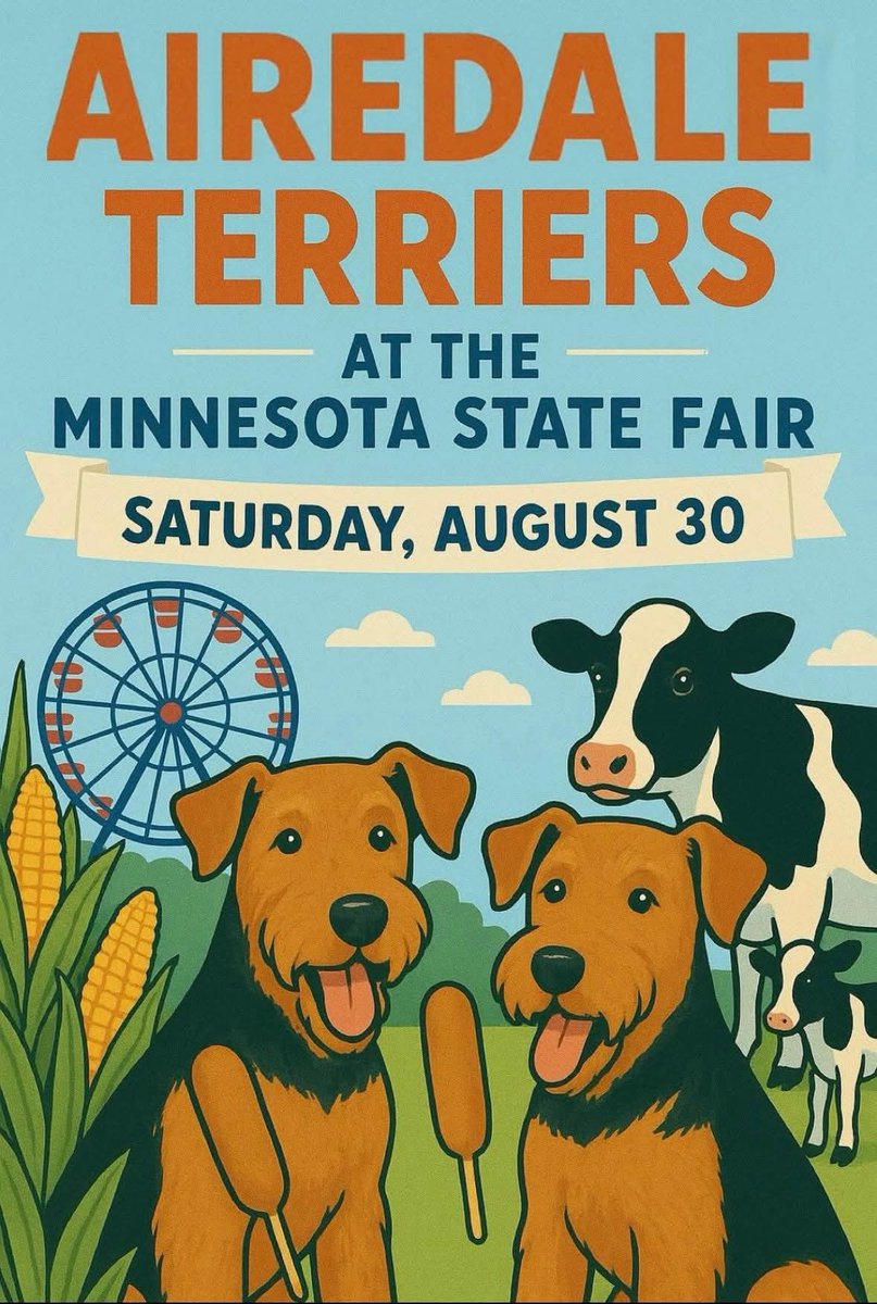 Come visit Jolene and Oliver as they will be greeting everyone from 6 to 9pm. #Airedale #airedaleterrier #dogs #dogsofX #terriers #dog