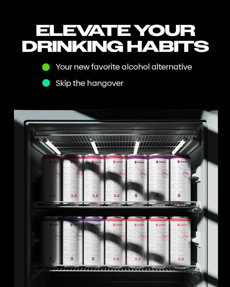 THCByCuraleaf's tweet photo. Cheers to a new kind of refreshment. Meet your new favorite alcohol alternative – Select Zero Proof Seltzers.

✅ Your new favorite alcohol alternative 
✅ Skip the hangover 
✅ Packed with bold flavors 

Elevate your drinking habits and toast to the better choice. Which flavor are you stocking up on first?