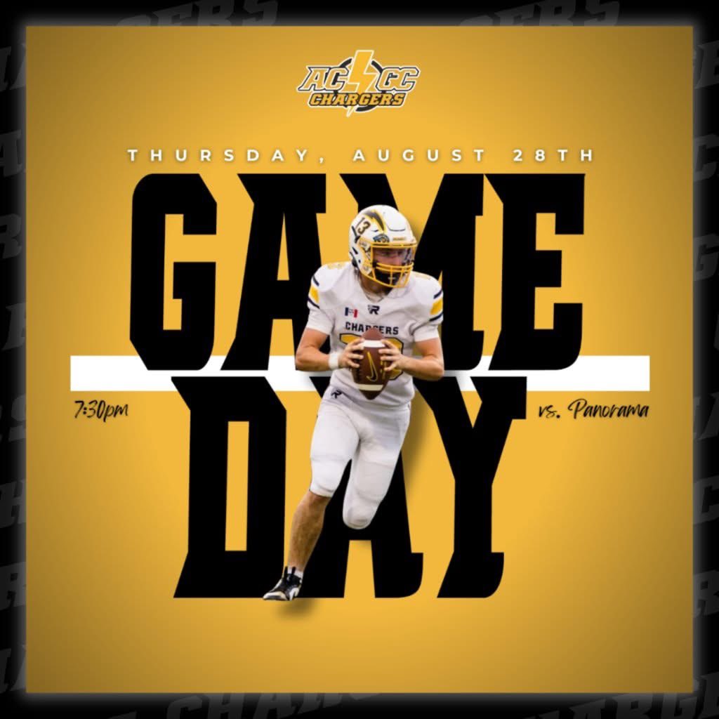ACGCchargerFB's tweet photo. GAME DAY! 

Catch the Chargers tonight vs Panorama for the 2025 season opener. 

📺 https://t.co/2aUFan0kQP https://t.co/Yyii3jhBgb