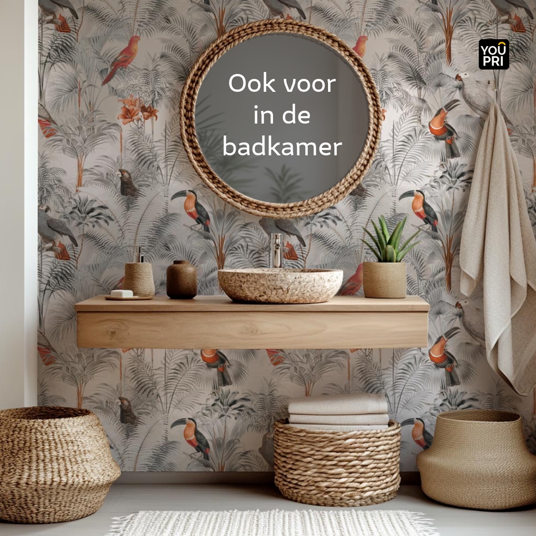 YouPri1's tweet photo. 🌿🦜 Geef je badkamer een tropische make-over met jungle behang vol kleurrijke vogels. Stijlvol, vochtbestendig &amp; easy clean. Ontdek het bij Youpri! #badkamerinspiratie #behang #youpri

https://t.co/tYHX2O8ZoU https://t.co/myX7rUMuoo
