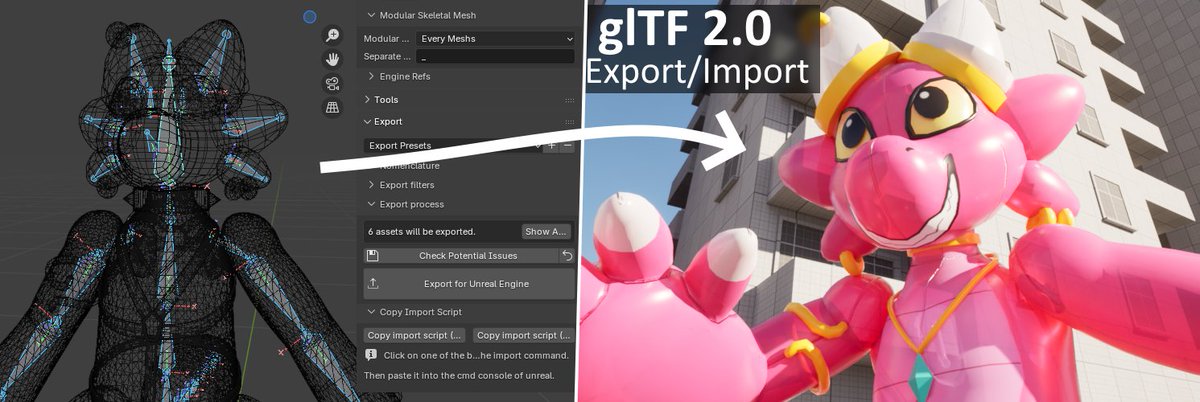 Hello, I released the version 4.4.2 of my addon Blender For Unreal Engine!
Download -> github.com/xavier150/Blen…

#UnrealEngine #b3d #glTF #gamedev #Addon