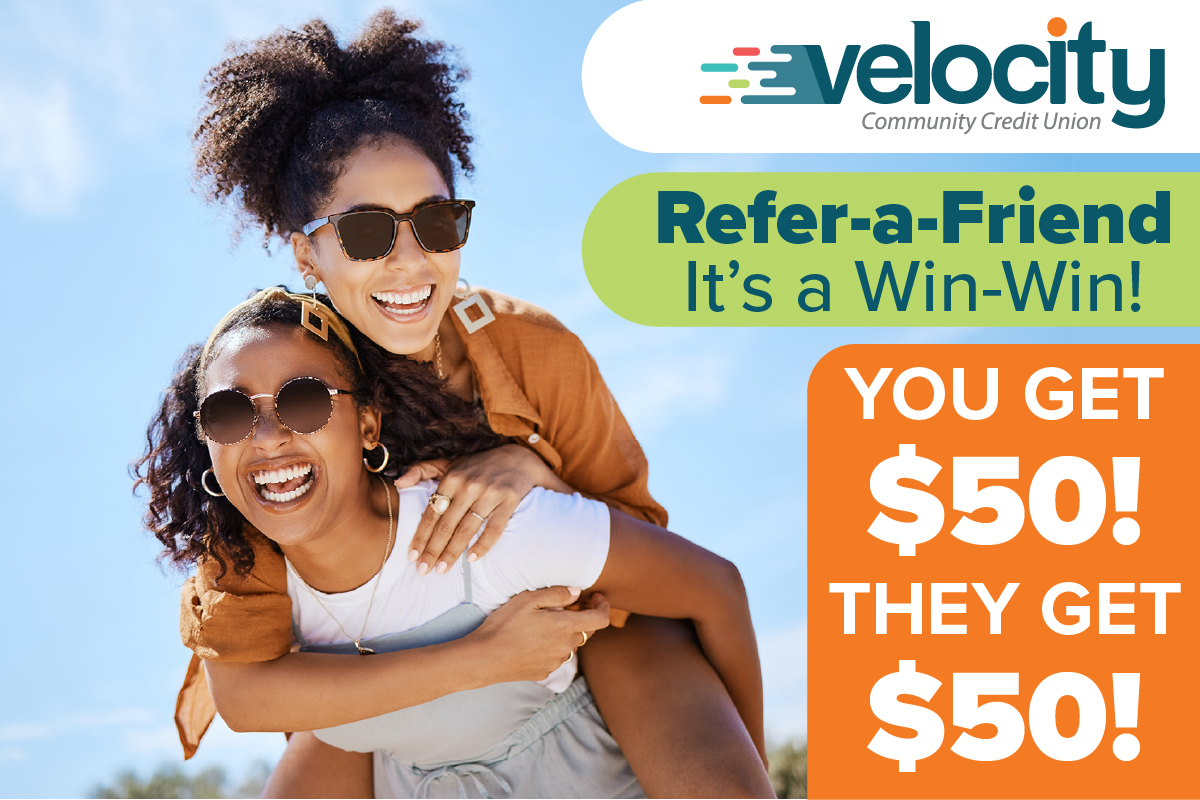 With our Refer-a-Friend Program, everyone wins! Members can earn cash rewards. New members will earn bonuses too!
Click here to get started: velocitycommunity.org/checking-savin…

#VelocityCCU #PalmBeachGardens #RoyalPalmBeach #JupiterFL #PalmBeachCounty #CreditUnion