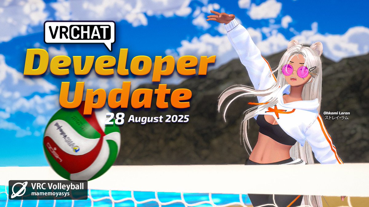 It's the Aug 28 2025 Dev Update!

Read about AutoHold for VR, Steam Audio Beta Updates, our new Avatar Marketplace Avatar row and more! 

ask.vrchat.com/t/developer-up…