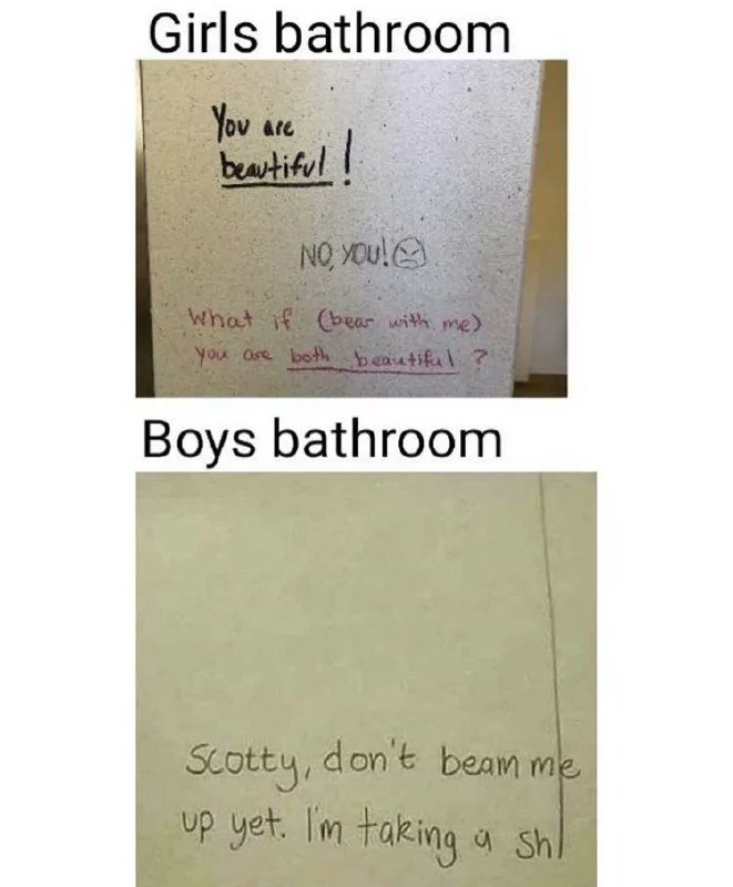 Girls lift each other up, boys question existence