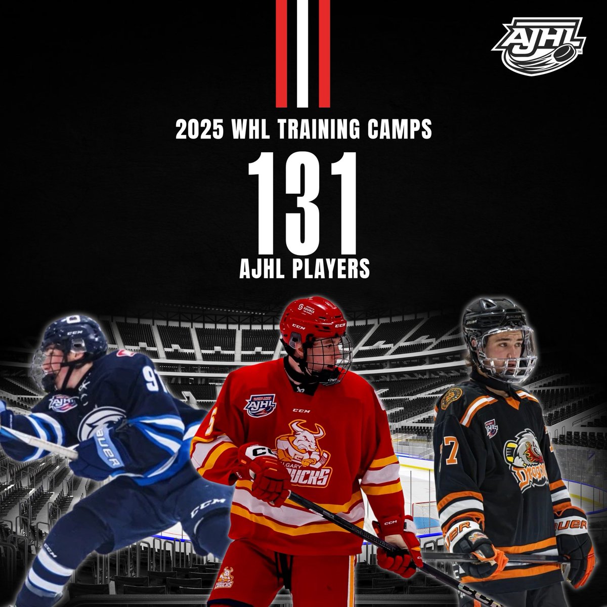 1️⃣3️⃣1️⃣ AJHL players are participating in 2025 WHL Training Camps opening today! The Western Canadian Development Model (WCDM) is benefitting players, Junior teams and hockey across the West! Good luck boys!