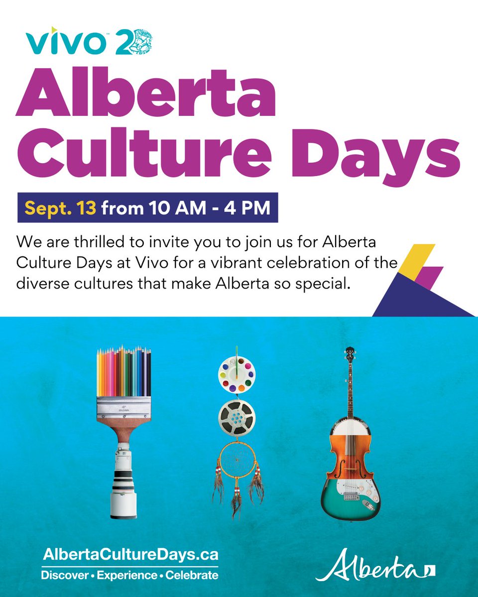 Celebrate the beautiful and diverse cultures that make up Alberta – connect, learn, and engage as a community during Alberta Culture Days at Vivo.When: September 13, 2025 from 10am - 4pm Where: Vivo's Indoor Park