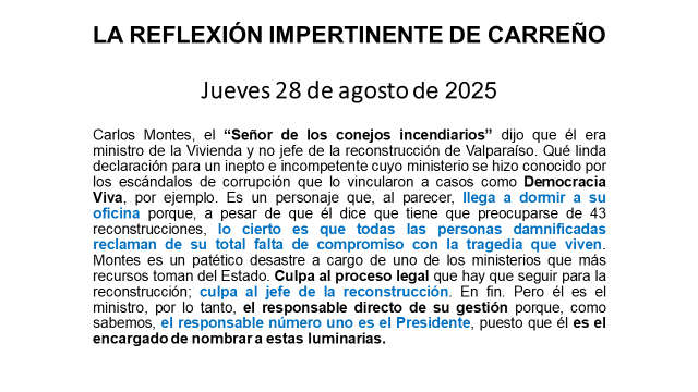 El señor de los conejos incendiarios se lava nuevamente la manos. Es un inepto e incompetente: