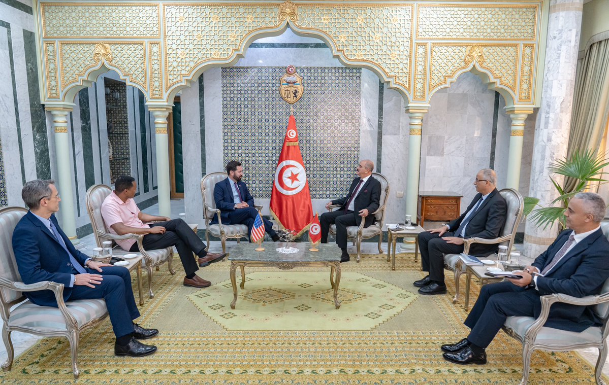 Tunisian MFA Mohamed Ali Nafti (@mohamedalinafti) on Twitter photo Pleased to receive a 🇺🇲 Congressional Delegation led by <a href="/RepMikeLawler/">Congressman Mike Lawler</a> & <a href="/RepRitchie/">Rep. Ritchie Torres</a>. We reaffirmed the strength of our historic friendship.I reiterated 🇹🇳determination to advance our cooperation in security, energy, trade&research, based on mutual respect and shared values. Pleased to receive a 🇺🇲 Congressional Delegation led by <a href="/RepMikeLawler/">Congressman Mike Lawler</a> & <a href="/RepRitchie/">Rep. Ritchie Torres</a>. We reaffirmed the strength of our historic friendship.I reiterated 🇹🇳determination to advance our cooperation in security, energy, trade&research, based on mutual respect and shared values.