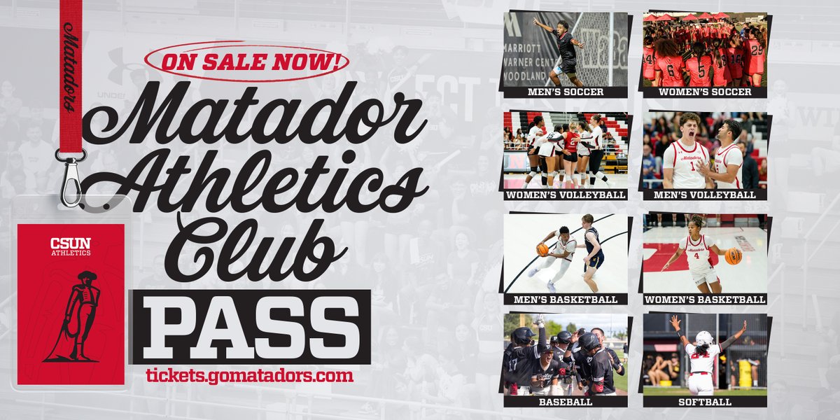 GoMatadors's tweet image. Your All‑Access GA Pass to Matador Athletics—Join the Matador Athletics Club NOW!
An exclusive pass for just $100 that grants GA admission to all our ticketed sporting events!
🎟️ bit.ly/46b14Jz
#GoMatadors