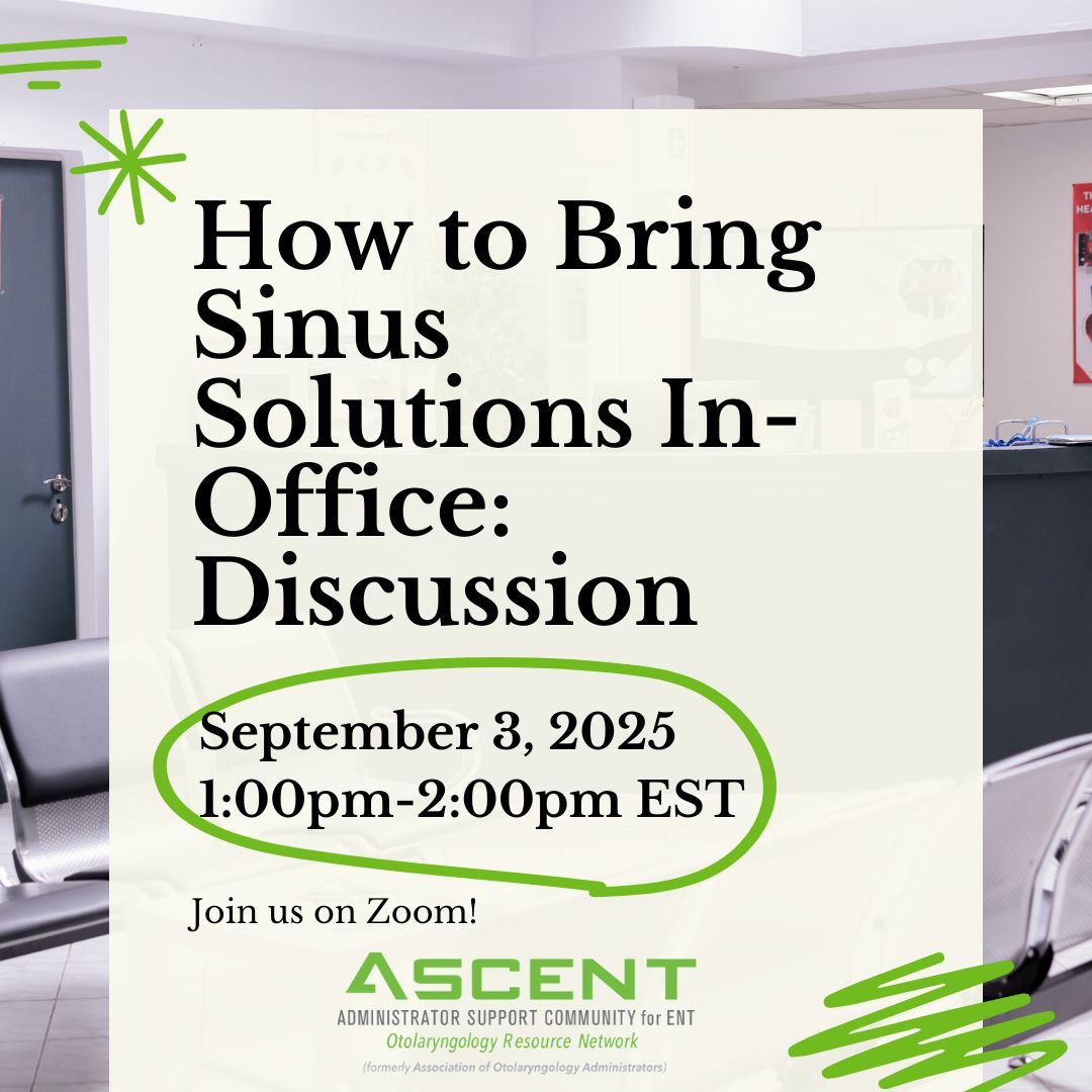 Curious about in-office sinus procedures? Join us for a dynamic discussion on how they’re transforming ENT practices—with better patient outcomes, streamlined workflows, and new revenue opportunities.

Join the conversation on Sept 3 at 3 PM! Zoom link - us06web.zoom.us/j/82222508812?…