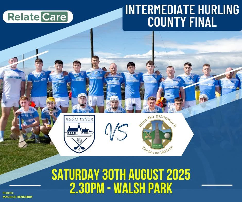Intermediate Hurling Championship County Final

🥎 Roanmore v An Rinn
🗓️ Saturday 30th August 2025
📍 Walsh Park
⏰ 2:30pm
Team Sponsor: Relatecare

Tickets available: universe.com/users/waterfor…

🏑Lets get out and support the lads 🏑