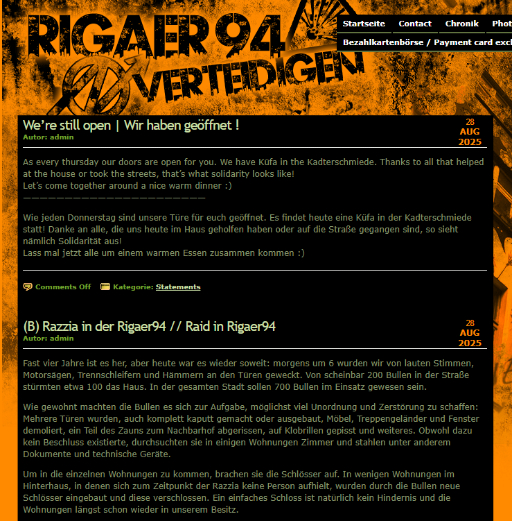 Neophyt_one's tweet photo. This is a call to all #autonomous &amp; #antifascist #hackers of #Anonymous, the #DigitalNatives &amp; #Error123 for #solidarity to stand tall with #rigaer94 at #Berlin!!!

The cops raided one of the last points of #RESISTANCE against #capitalism  in #Germany!

https://t.co/NiieFTKUDT https://t.co/qkI3cCt8N6
