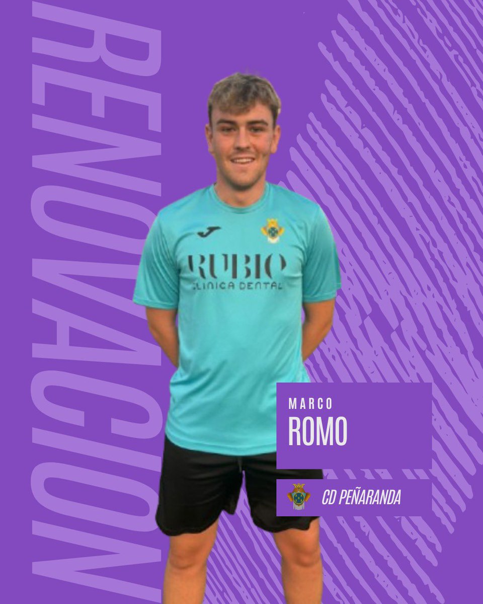 ⚽ Nueva renovación confirmada para la temporada 25/26.

📢 Marco Romo seguirá vistiendo la camiseta morada y defendiendo al CD Peñaranda un año más.
Un jugador con entrega y constancia que suma solidez al equipo.

🔝 Seguimos construyendo nuestro equipo.