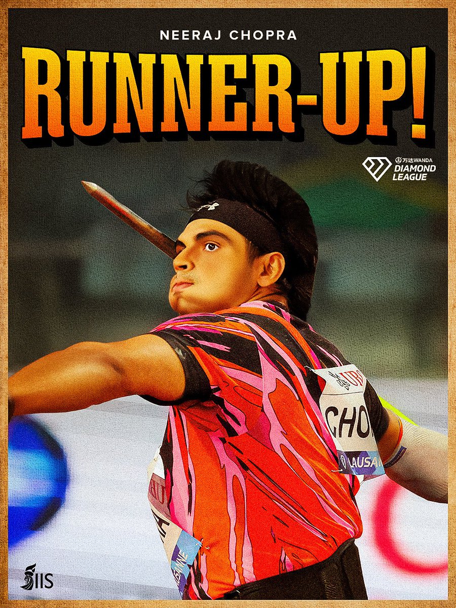 Second place in Zurich! 🇨🇭

#NeerajChopra's streak of finishing in the top two places stretches to a fourth Diamond League Final, now spanning over 1,500 days, as a throw of 85.01m earns him second place at the #ZurichDL. 🇮🇳

#CraftingVictories #Javelin