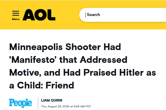 The Minneapolis shooter was a far right nazi who had praised Hitler in the past. 

Despite right wingers focusing exclusively on that the shooter was trans, they've left out that the shooter also de-transitioned afterwards