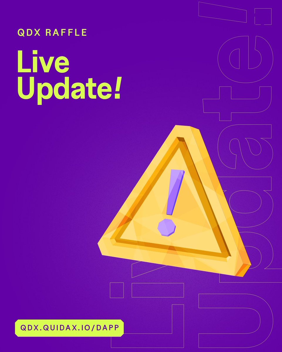 🚨 Cycle #8 is 45% filled 🔥

🎯 The prize pool for the draw is now at 5.181 $BNB ($4,523) and rising! 🚀🔥

⏳ HURRY &amp; ENTER NOW👇
🟣 Visit: qdx.quidax.io/dapp  
🟣 Required token lock: 250 $QDX  
🟣 Mint price: $10 (in $BNB)