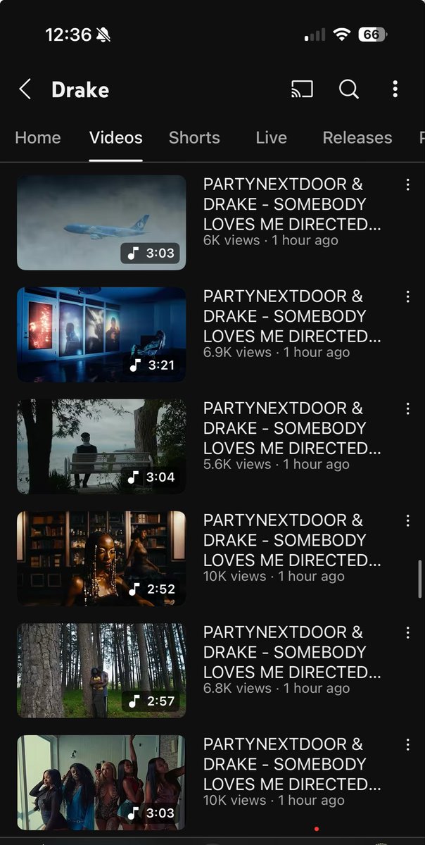 The various music videos from Drake &amp; Partynextdoor’s “Somebody Loves Me” challenge have been uploaded to Drake’s official YouTube page 🔥