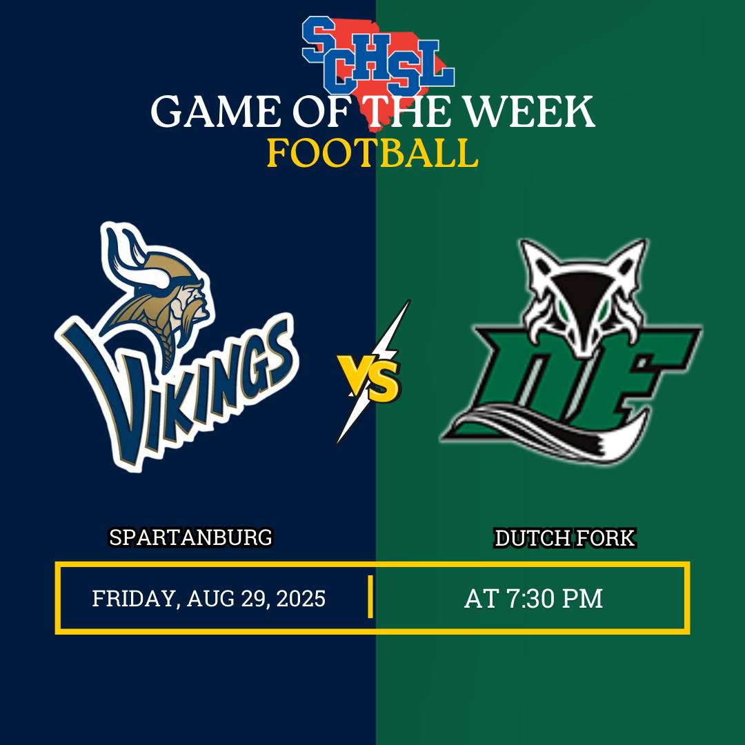 GAME OF THE WEEK

🏈 Spartanburg vs. Dutch Fork
📆 Friday, August 29, 2025
🎟️ bit.ly/3D0a0Wh 
📍 Dutch Fork High School
⏰ 7:30 P.M.
<a href="/Spartanburg_FB/">SpartanburgVikingsFootball</a> <a href="/DFHSRecruiting/">Dutch Fork Football Recruits</a> <a href="/dfhsfootball/">Dutch Fork Football</a> <a href="/CoachCBridges22/">Connor Bridges</a> <a href="/Trentonlynch38/">Trenton Lynch</a> <a href="/KeyvionF1/">Keyvion Ferguson</a> <a href="/REFINEDFB/">Coach Mark Hodge</a> <a href="/JoshuaB23570140/">Joshua “BoBerry” Benson</a> <a href="/CoachWages/">Coach Wages</a>
