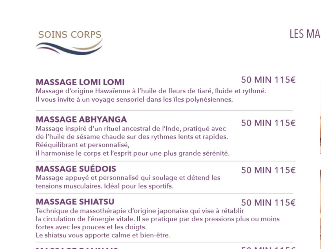Je viens de me réserver un week end thelasso en bord de mer pour ce week end. 

Et je suis entrain de choisir un massage évidement que c’est un d’entre vous qui va payer. 💁🏼‍♀️

La Queen ne paie rien. 🙄😏