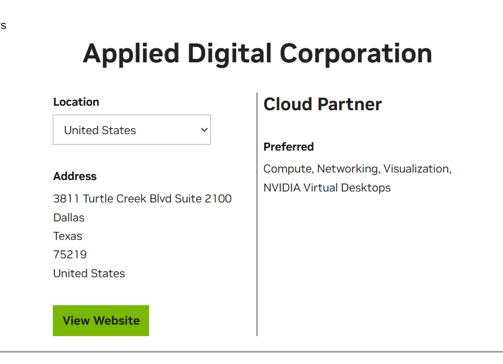 <a href="/JarronJackson4/">Jarron Jackson</a> <a href="/wclemente/"></a> These "partner" labels must mean a whole lot.. seeing as *squints* Applied Digital $APLD, who is in the process of selling their tiny cloud business, is also considered a "preferred" partner.