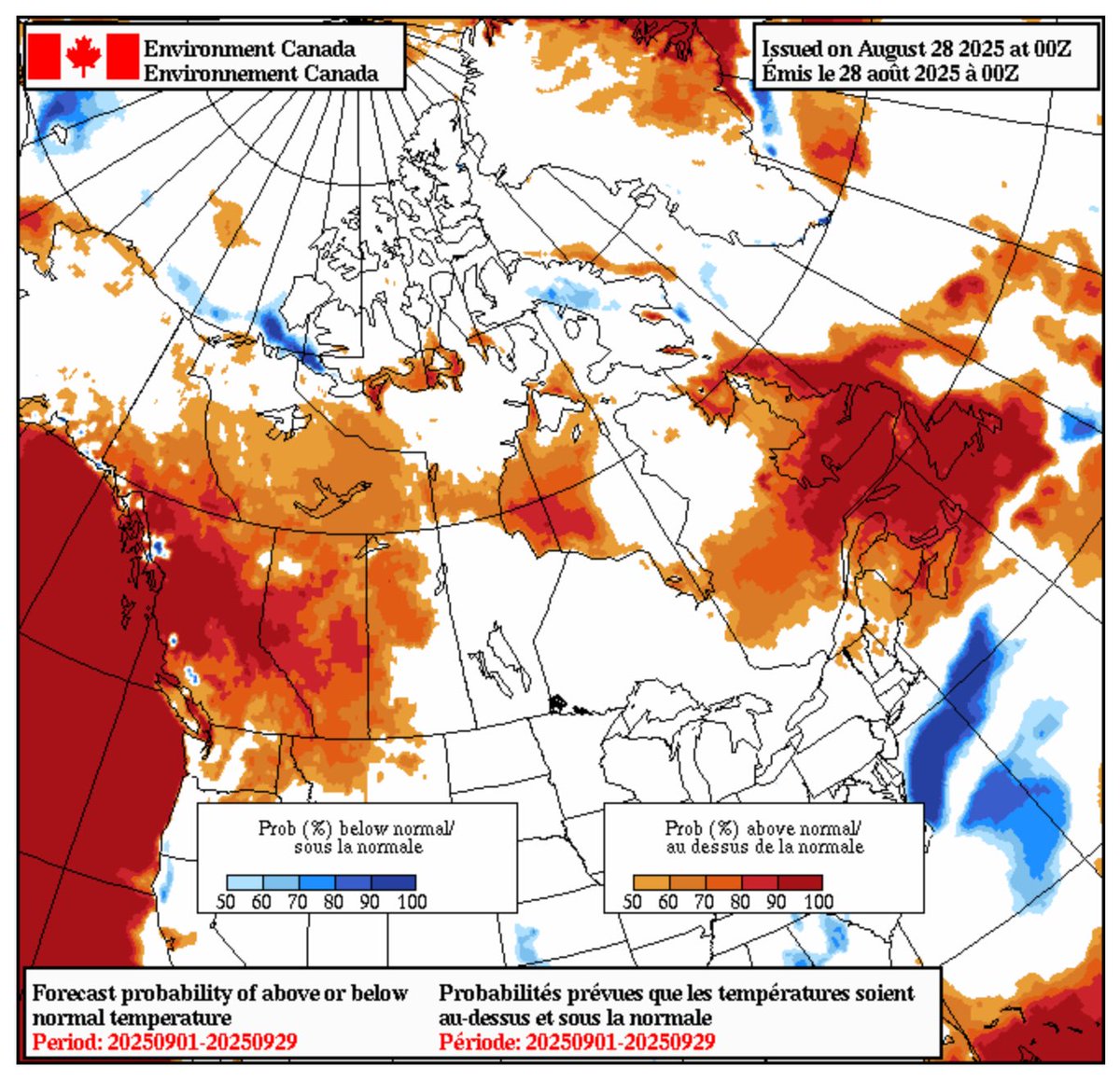 Looks like a warm September for Atlantic Canada.