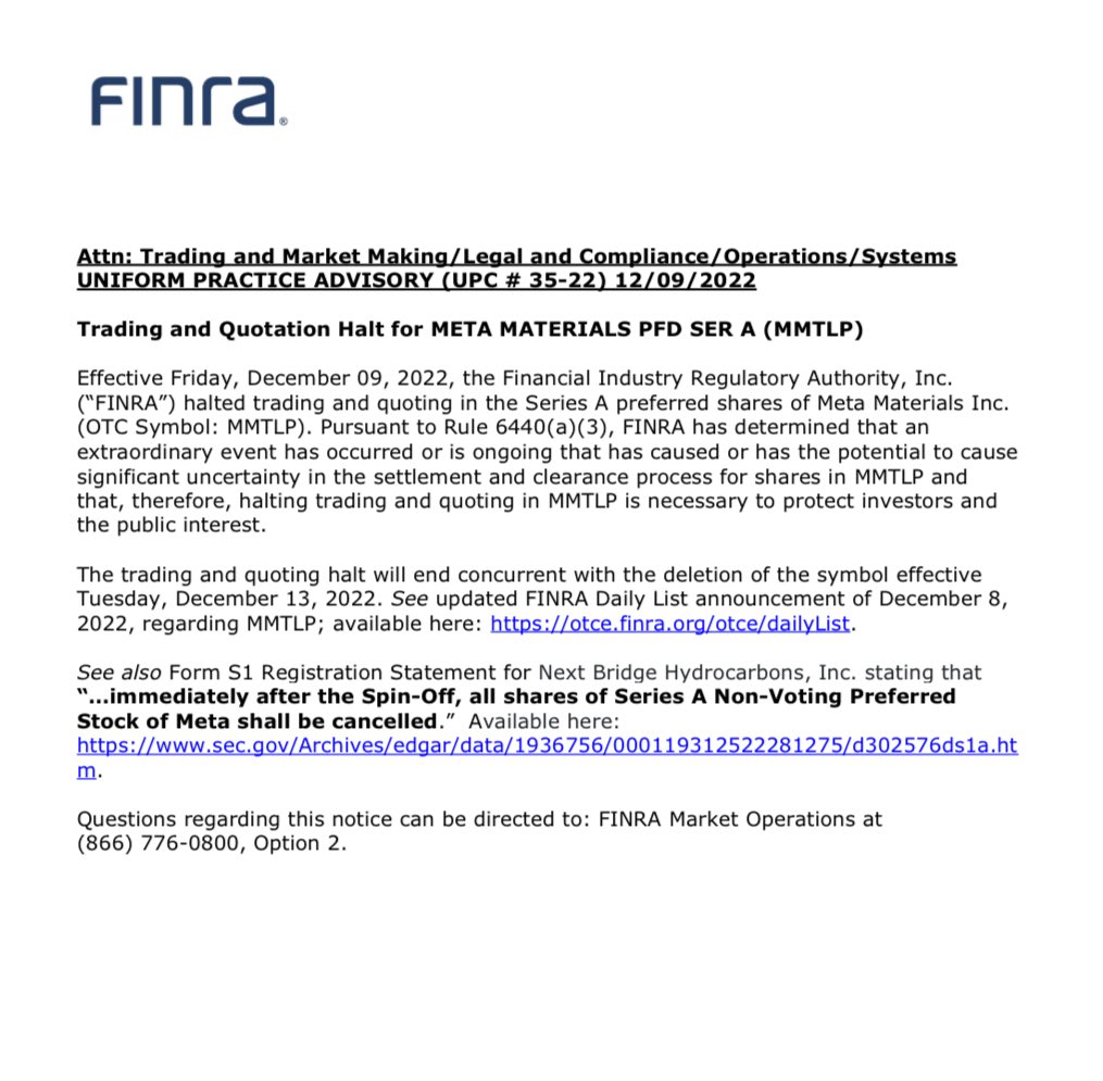 xMarketNews's tweet photo. BREAKING🚨 NEXT WEEK WILL MARK 1,000 DAYS SINCE FINRA HALTED $MMTLP

➡️ FINRA abruptly halted $MMTLP on Dec 9, 2022, citing an “extraordinary event.” Regulators have never explained the extraordinary event to this day or approved the companies S-1 https://t.co/Y4vvP2wPr0