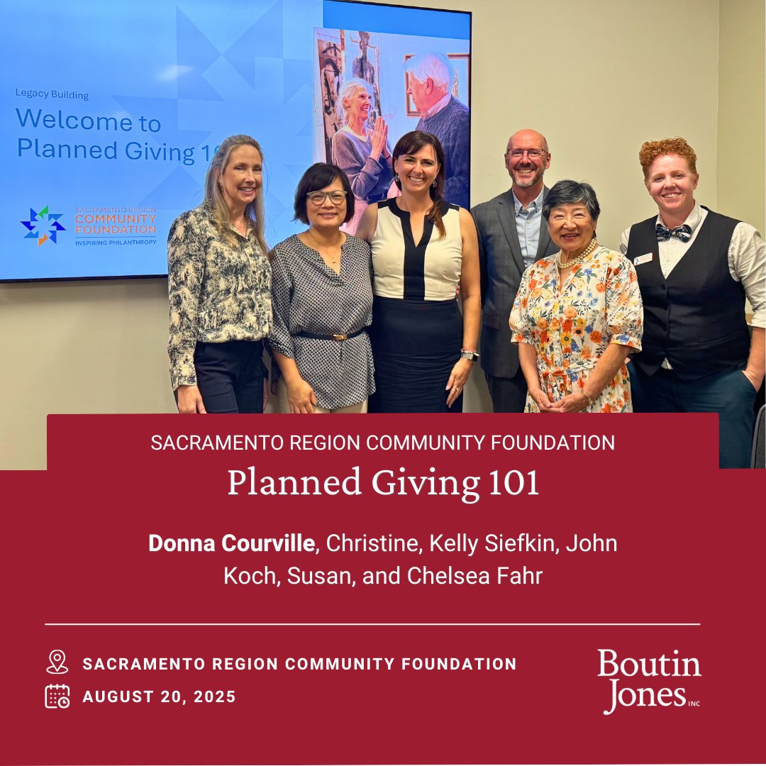 Donna Courville joined the @SacRegCF Planned Giving 101 event to share insights on estate planning, charitable tools, and legacy giving. 

Read a summary of the presentation here: boutinjones.com/planned-giving…

#EstatePlanning #PlannedGiving #Philanthropy