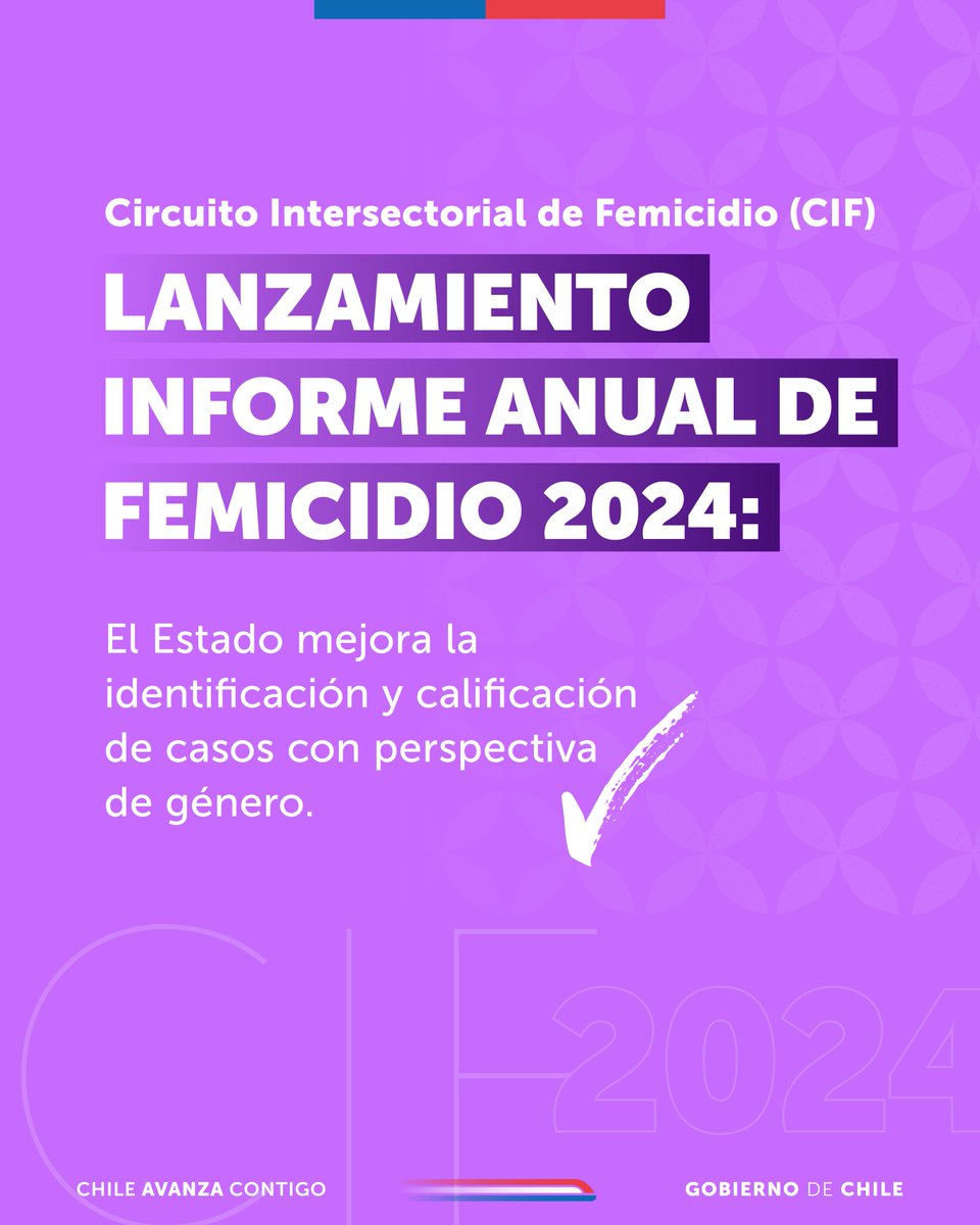SernamEGChile's tweet image. Presentamos resultados del Informe Anual de Femicidios 2024 del Circuito Intersectorial de Femicidios #CIF, entre los principales hallazgos se evidencia avances en la detección y calificación de los delitos de femicidios.

📲Revisa el informe completo en sernameg.gob.cl
