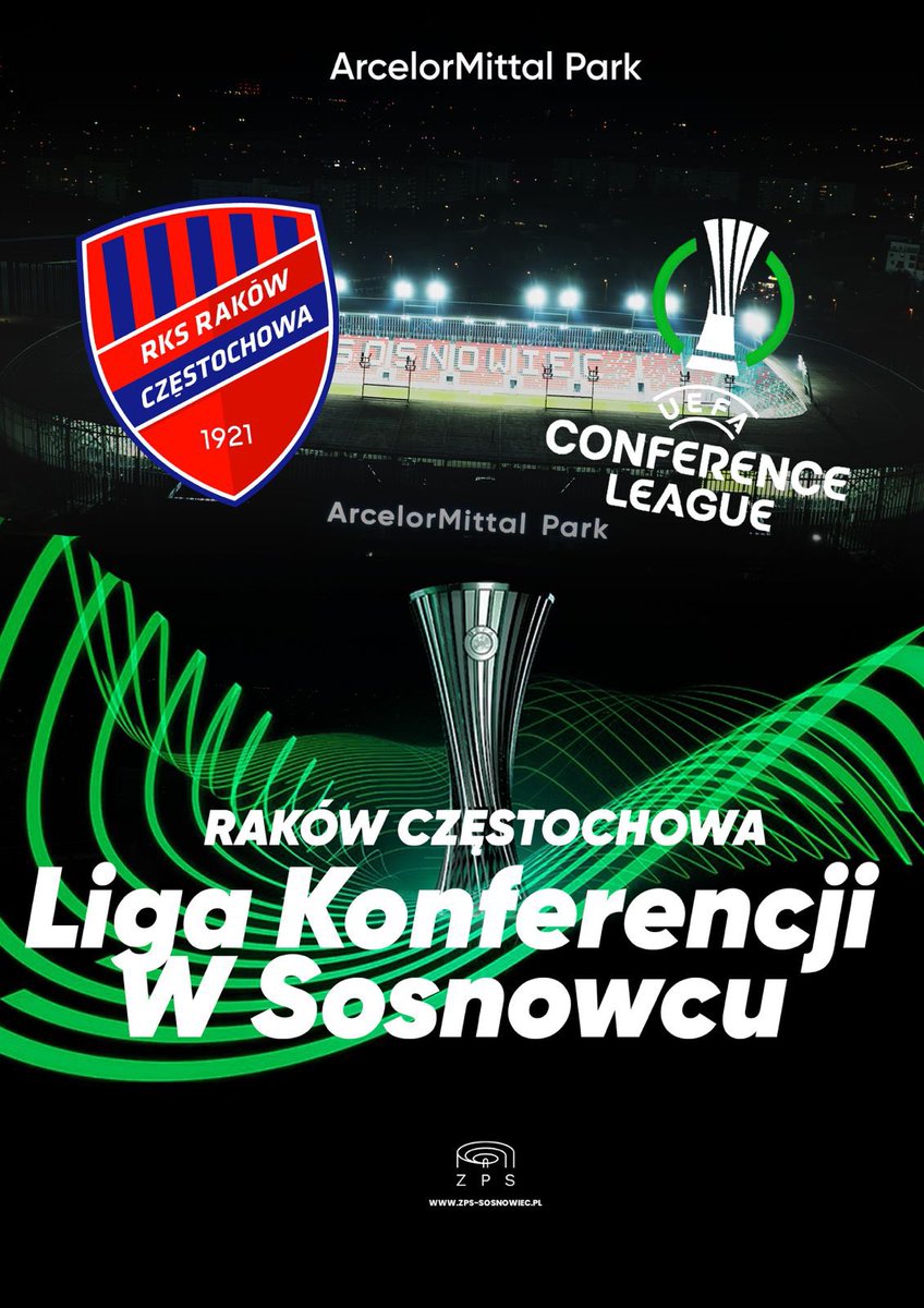 ⚽ Liga Konferencji UEFA w Sosnowcu! 🌍✨

Na Stadionie Piłkarskim ArcelorMittal Park ponownie zawita wielka piłkarska Europa! 🏟️
Gospodarzem spotkań będzie <a href="/Rakow1921/">Raków Częstochowa</a> , który po emocjonujących meczach w fazie eliminacyjnej, w ostatnim dwumeczu pokonał bułgarską Ardę 💥👏

To