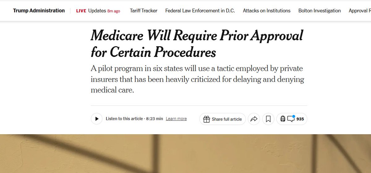 👀👀 Trump admin to start rationing care on Medicare!?!?

"The A.I. companies selected to oversee the program would have a strong financial incentive to deny claims. Medicare plans to pay them a share of the savings generated from rejections."
