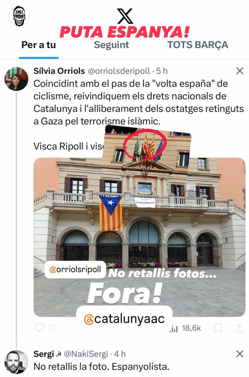 Xarly (@xarlyrf) on Twitter photo <a href="/orriolsderipoll/">Sílvia Orriols</a> no retallis fotos… ja caurás! Com bandera que tens penjada! <a href="/CatalunyaAC/">Aliança Catalana</a> sou uns espanyols! I cutres retallant imatges 😂 <a href="/orriolsderipoll/">Sílvia Orriols</a> no retallis fotos… ja caurás! Com bandera que tens penjada! <a href="/CatalunyaAC/">Aliança Catalana</a> sou uns espanyols! I cutres retallant imatges 😂